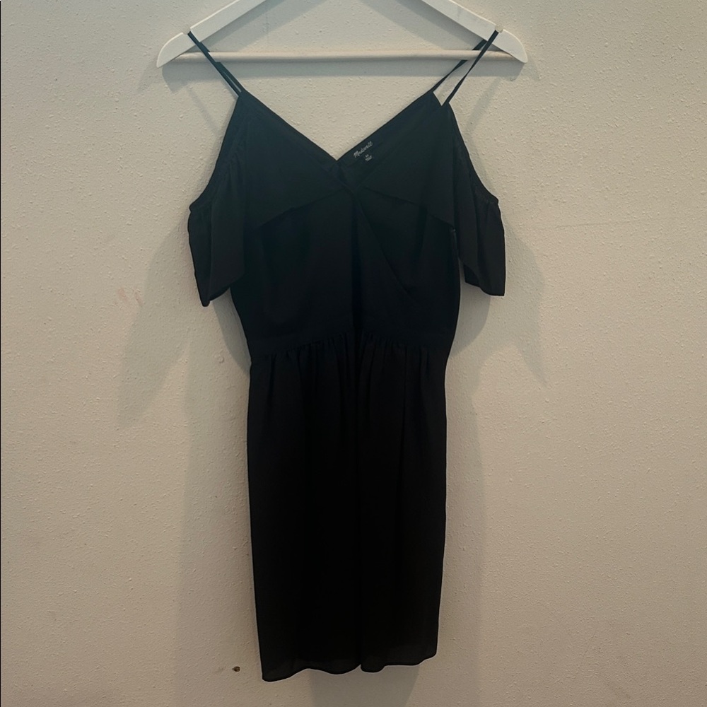 Madewell Black Cold-Shoulder Mini Dress
